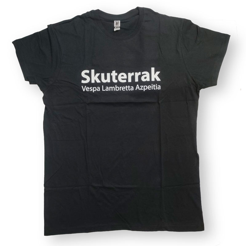 ¡Luce con estilo y orgullo la camiseta negra del Club Skuterrak Vespa Lambretta Azpeitia! Esta camiseta es un símbolo de pasión por las Vespas y Lambrettas.